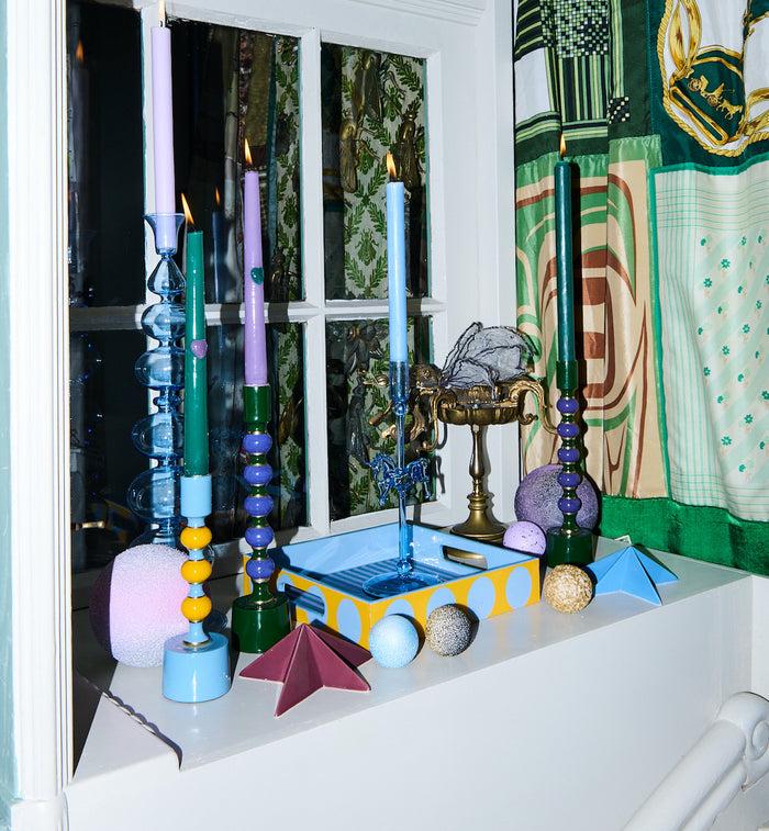 Anna Nina Tough Love Green/Purple Candle Set Of 2