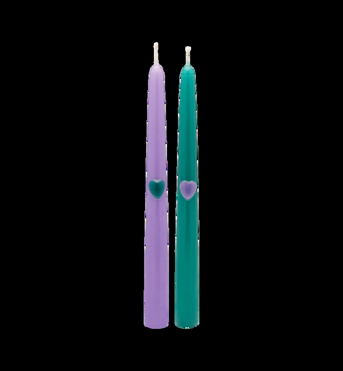 anna nina Tough Love Green/Purple Candle Set of 2