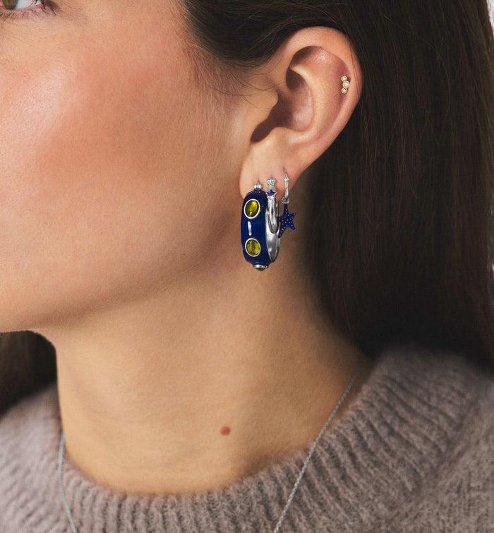 Anna Nina UFO Hoop Earrings Silver