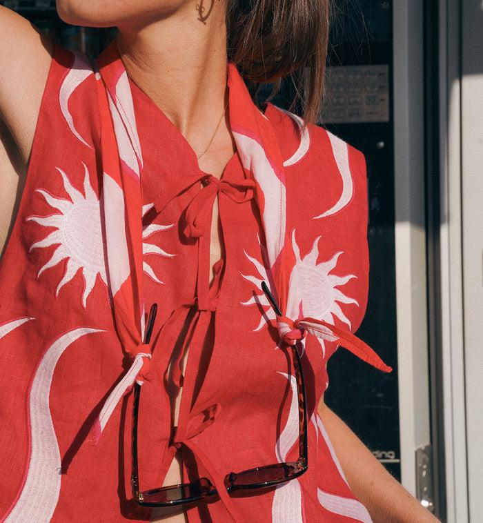 Anna Nina Wavy Crimson Bandana