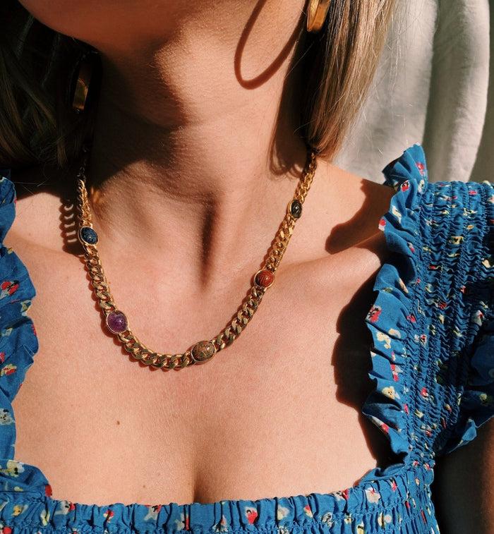 Anna Nina Brinker + Eliza Gemstone Curb Chain Necklace