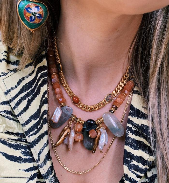 Anna Nina Brinker + Eliza Gemstone Curb Chain Necklace