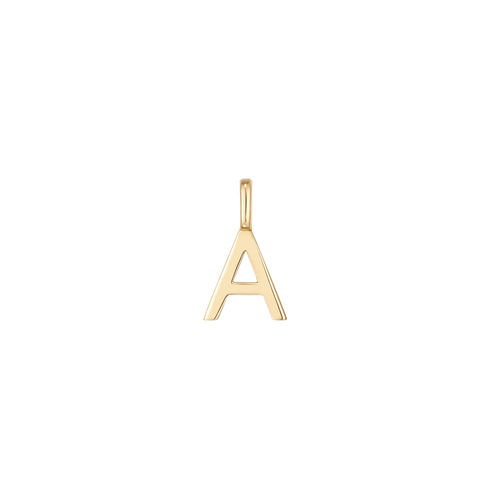 anna nina Classic Initial Necklace Charm 14K Yellow Gold