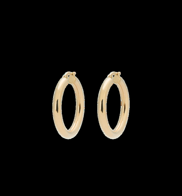anna nina Classic Round Hoop Earrings (S) 14K Yellow Gold