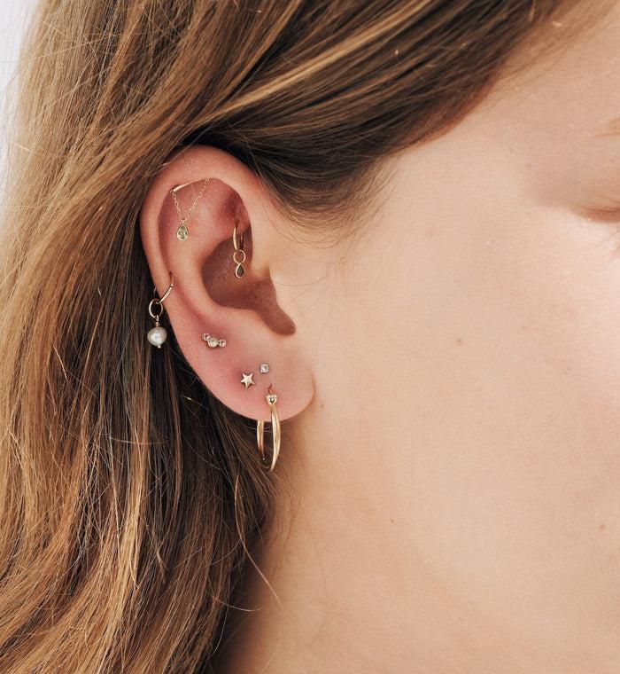 Anna Nina Crescent Iridescent Moon Piercing Front 14K