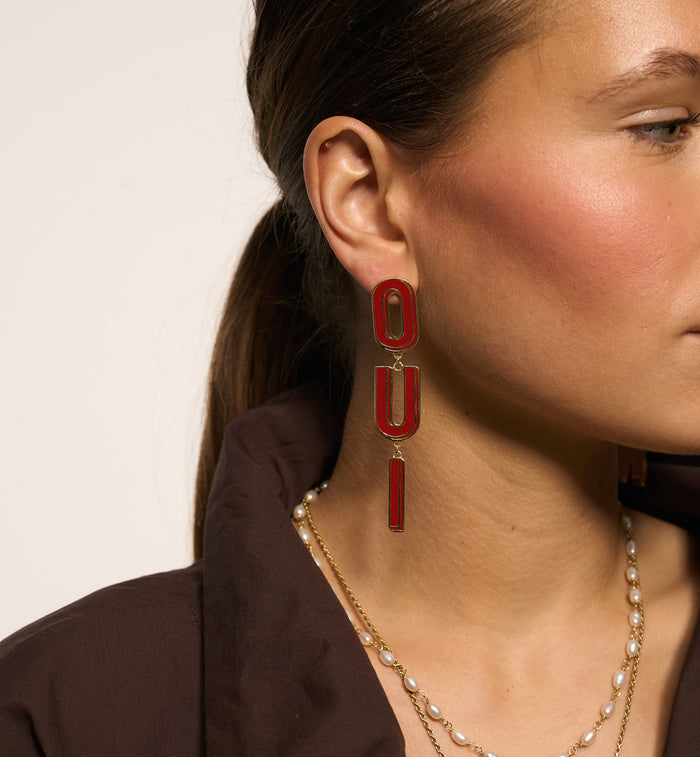 Anna Nina Do You Speak French Stud Earrings Gold Plated