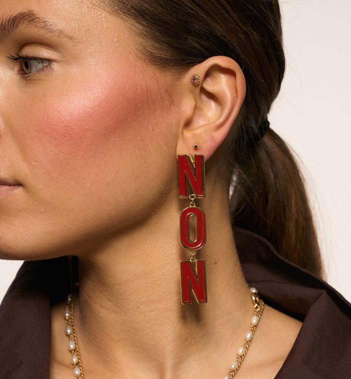 Anna Nina Do You Speak French Stud Earrings Gold Plated