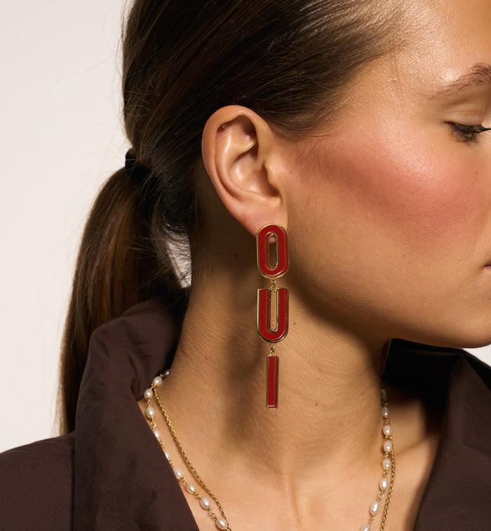 Anna Nina Do You Speak French Stud Earrings Gold Plated