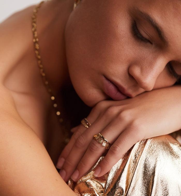 Anna Nina Drooping Aurelia Luster Ring 14K Yellow Gold