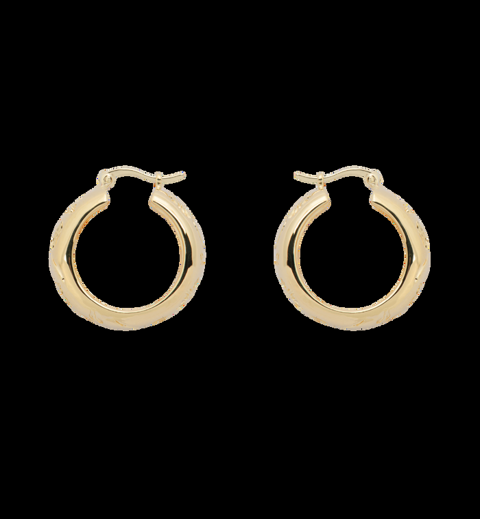 Anna Nina Flower Garland Stamped Hoop Earrings Gold Plated