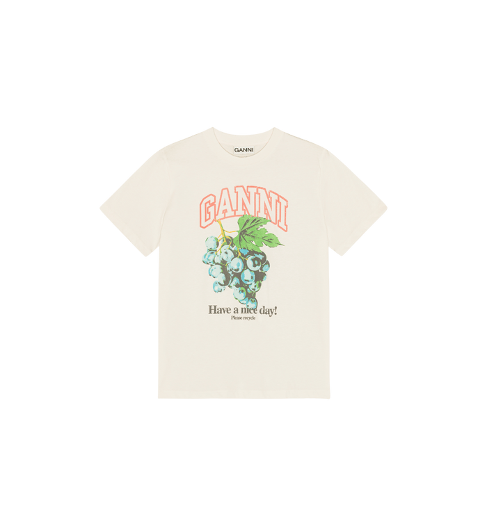 anna nina GANNI Basic Jersey Grapes Relaxed T-Shirt White