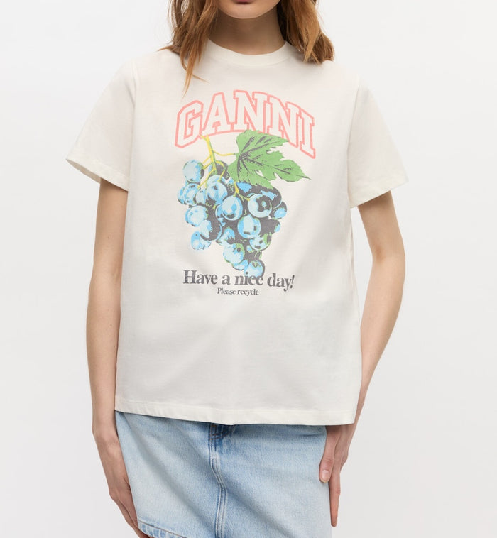 Anna Nina GANNI Basic Jersey Grapes Relaxed T-Shirt White