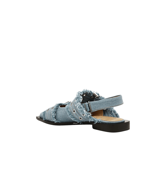 Anna Nina GANNI Denim Feminine Buckle Ballerina Blue