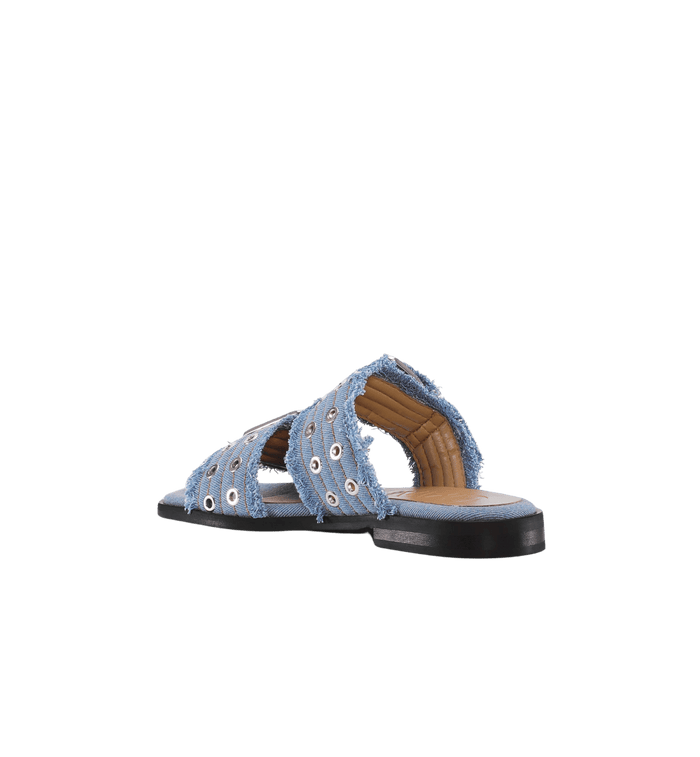 Anna Nina GANNI Denim Feminine Buckle Two Strap Sandal Blue