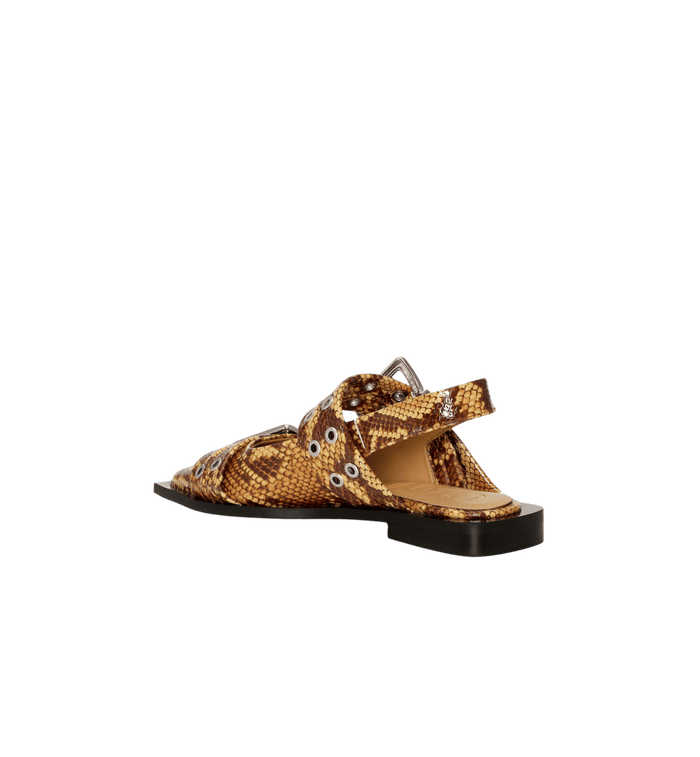 Anna Nina GANNI Feminine Snake Buckle Ballerina Brown