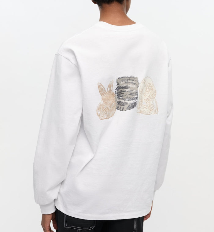 Anna Nina GANNI Re-cut Heavy Jersey Animals Long Sleeve White