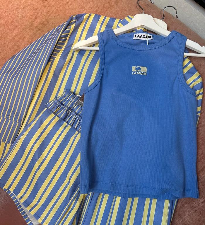 Anna Nina Laagam Blue Embroidered Logo Tank Top Blue