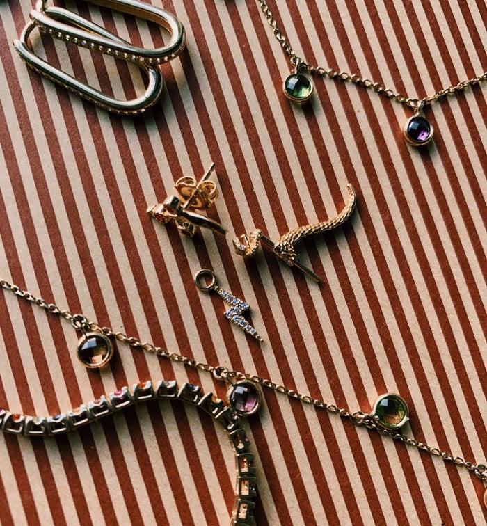 Anna Nina Maria Tash Diamond Lightning Bolt Charm 18K