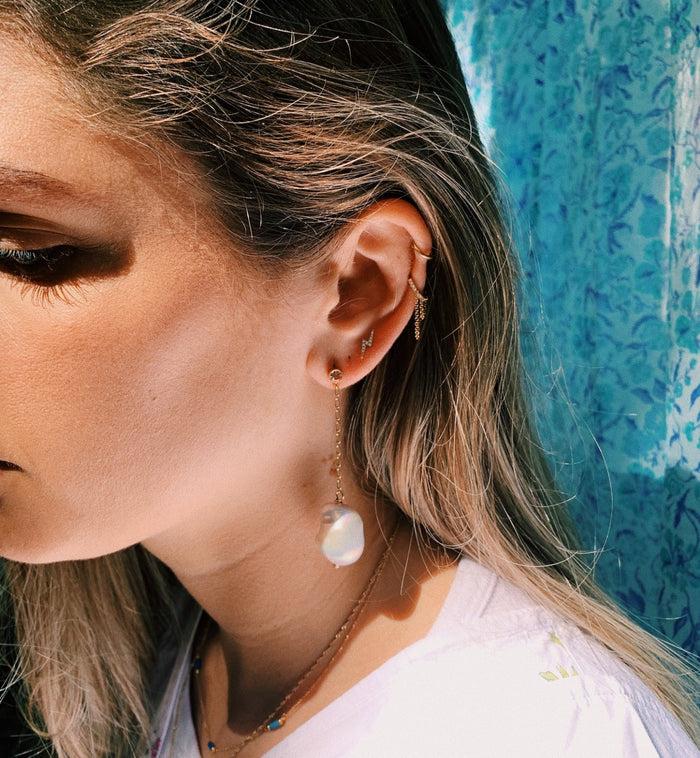 Anna Nina Maria Tash Diamond Lightning Bolt Stud Earring 18K