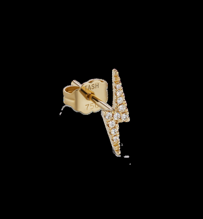 anna nina Maria Tash Diamond Lightning Bolt Stud Earring 18K