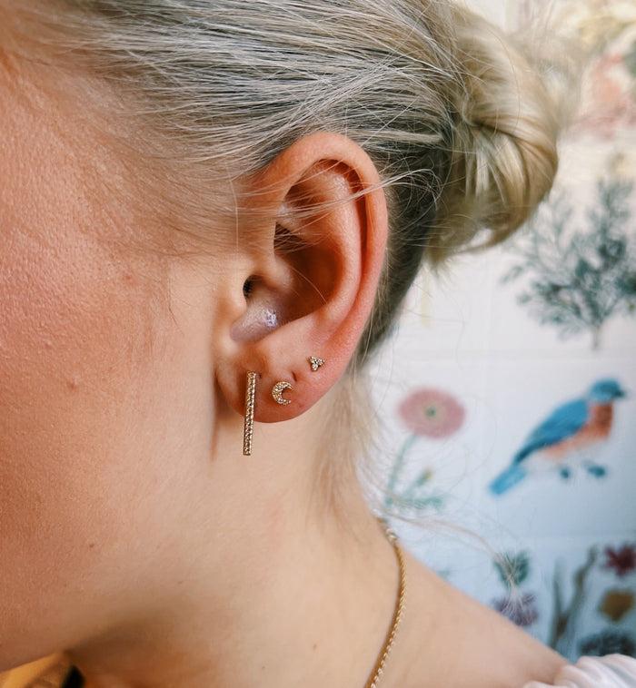 Anna Nina Maria Tash Diamond Moon Threaded Stud Earring 14K