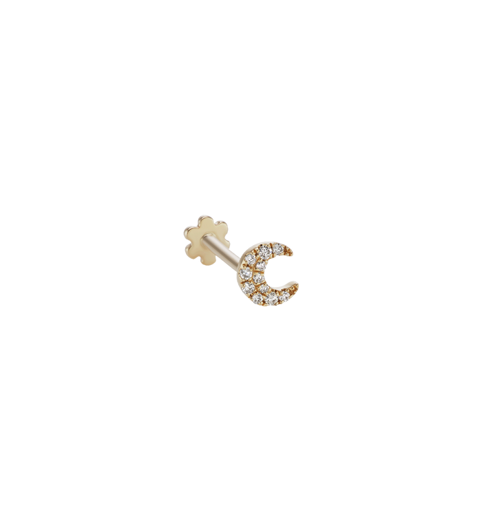 anna nina Maria Tash Diamond Moon Threaded Stud Earring 14K