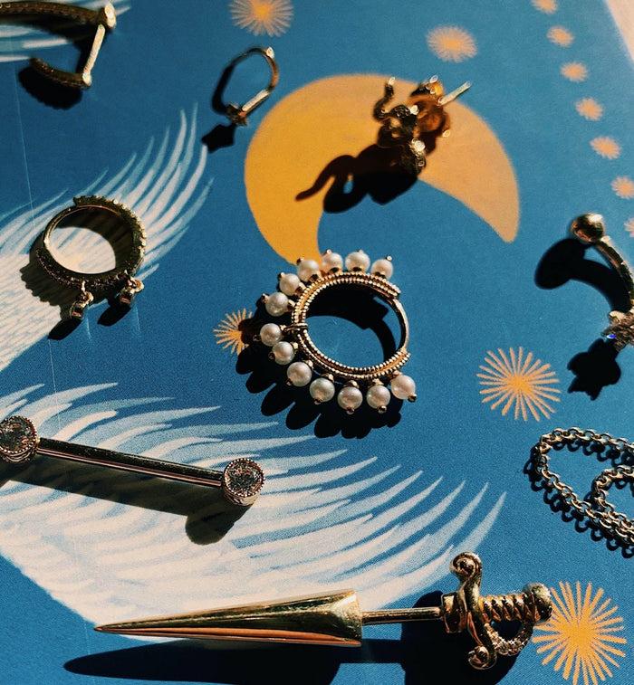 Anna Nina Maria Tash Zirconia Engraved Cup Nipple Piercing 14K