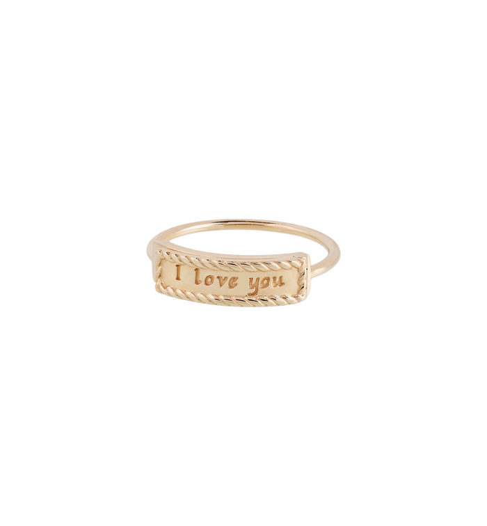 anna nina Secret Loving Message Ring 14K Yellow Gold