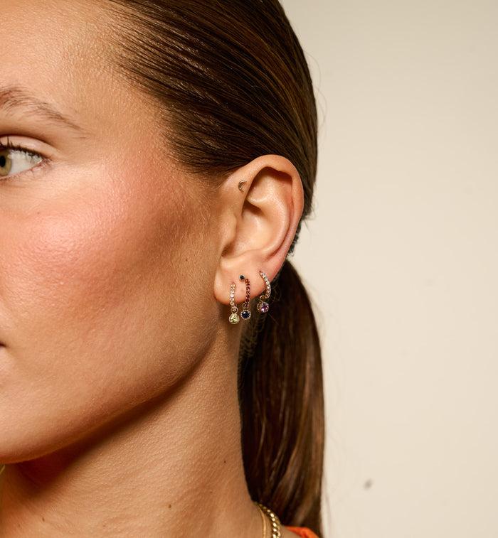 Anna Nina Single Birthstone Ring Earring 14K February