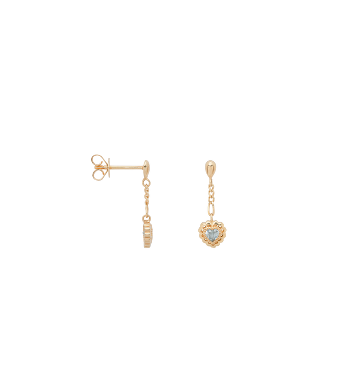 anna nina Single Frosted Heart Chain Stud Earring 14K
