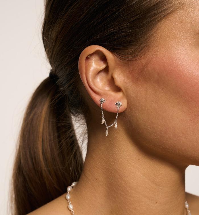 Anna Nina Single Ocean's Opulence Chain Stud Silver