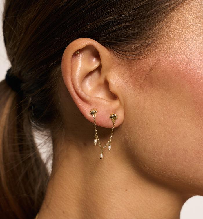 Anna Nina Single Ocean's Opulence Chain Stud Silver