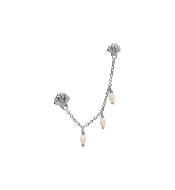 Anna Nina Single Ocean's Opulence Chain Stud Silver