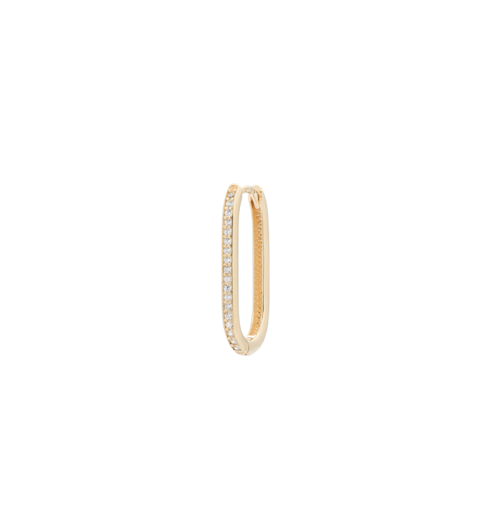 anna nina Single White Zirconia Paperclip Earring 14K
