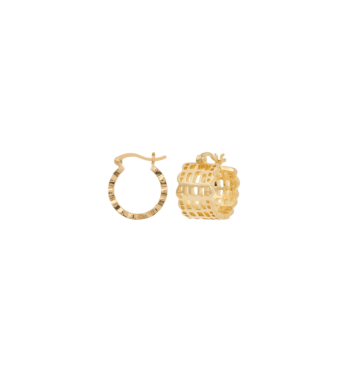 Anna Nina Small French Lace Hoop Earrings Gold Plated