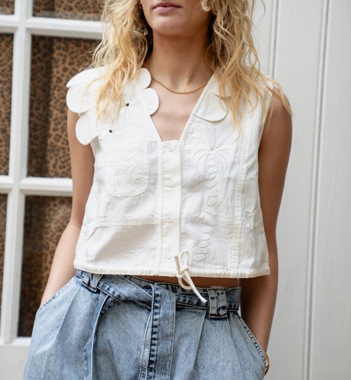 Anna Nina Stella Nova Elements Embroidered Top White