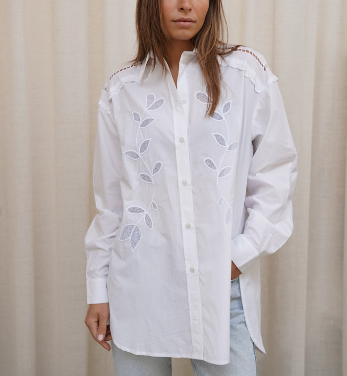 Anna Nina Stella Nova Embroidery Anglaise Oversized Shirt White