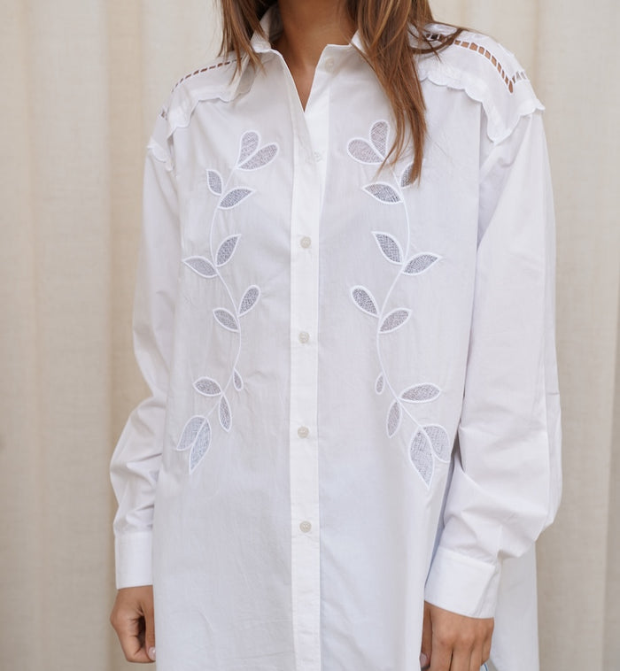 Anna Nina Stella Nova Embroidery Anglaise Oversized Shirt White