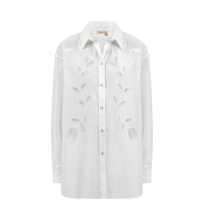 anna nina Stella Nova Embroidery Anglaise Oversized Shirt White
