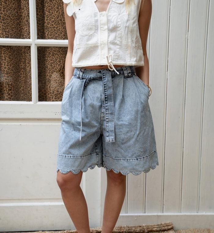 Anna Nina Stella Nova Moon Washed Denim Shorts Blue