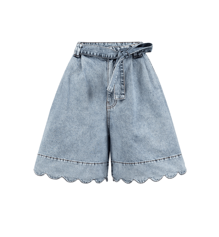 anna nina Stella Nova Moon Washed Denim Shorts Blue