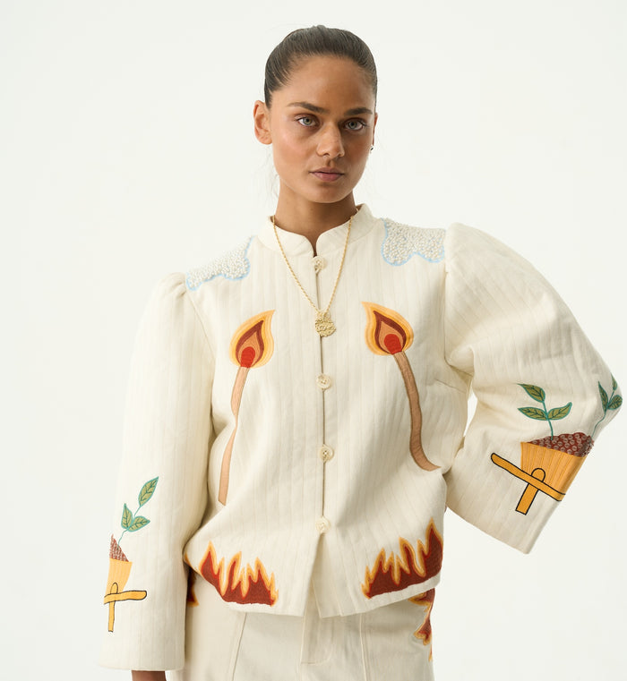 Anna Nina Stella Nova Patch Work Elements Jacket White