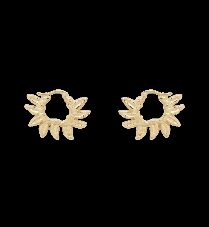 anna nina Sunflower Petals Hoop Earrings Gold Plated