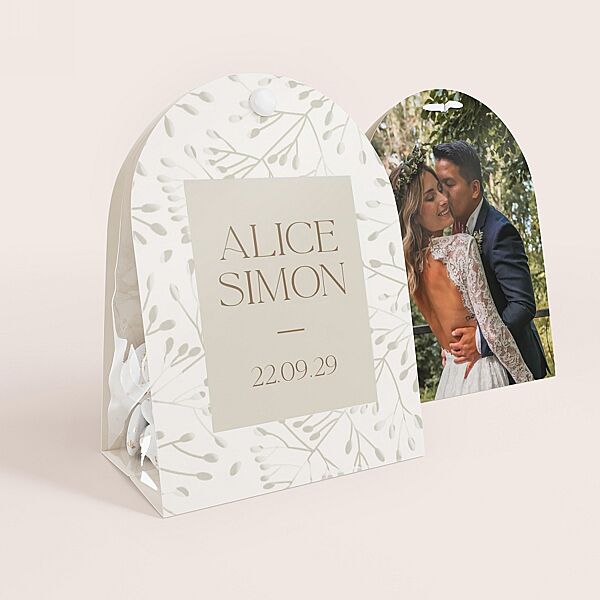 ava Afgerond snoepzakje met foto en takjes in spotvernis