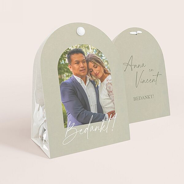 ava Afgerond snoepzakje met namen en foto bruid & bruidegom