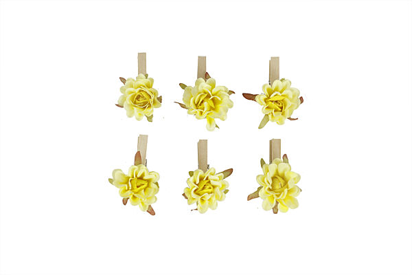 ava Bloem Op Clip Metaal Geel 4 8cm 6 Stuks