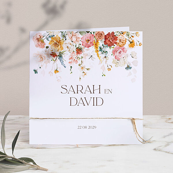 ava Bohemian trouwkaart met touwtje