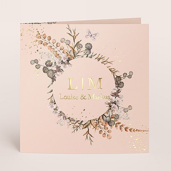 ava Boho trouwkaart met namen in folie