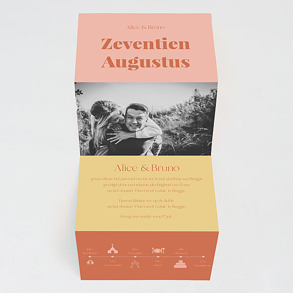 Ava Color Blocking Trouwkaart Vierluik Met Foto's