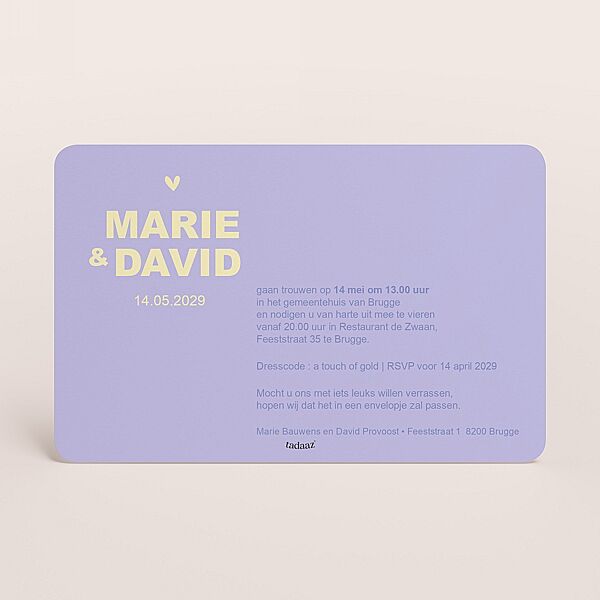 Ava Colorblocking Trouwkaart Met Afgeronde Hoeken
